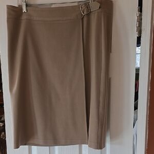 Briggs New York Tan Skirt Wrap Style Knee-Length